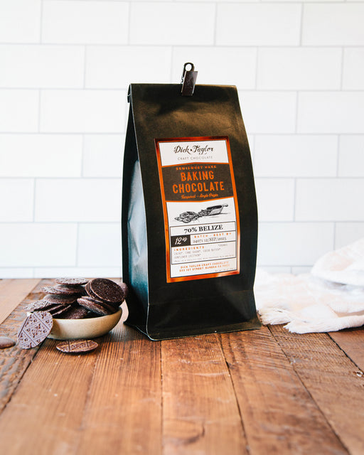 Black bag of dark chocolate baking chips